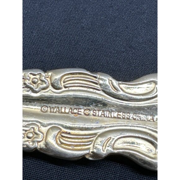 Vintage Wallace Golden Countess Baroque Serving Spoon & Fork Set 12.5" Stainless - Picture 6 of 7